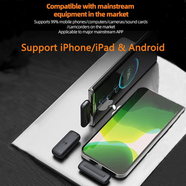 Wireless Lavalier Microphone Charging Case Mic Portable Audio Video Recording for Iphone Android Camera Notebook Live Gaming Mic