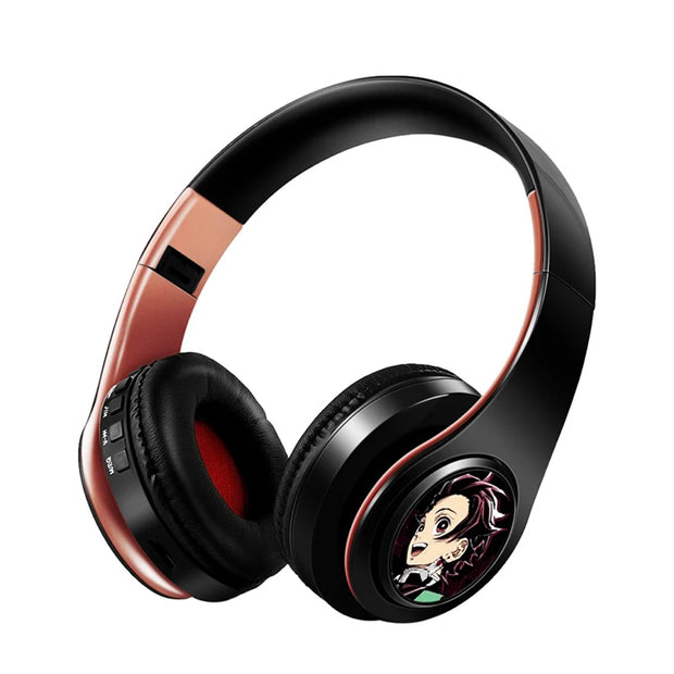HOT Japan Anime Headphone Demon Slayer Kimetsu Kamado Tanjirou Bluetooth Headset V5.0 Cosplay 2D Fold Stereo Wireless Earphone