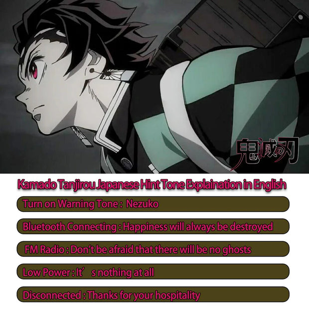 HOT Japan Anime Headphone Demon Slayer Kimetsu Kamado Tanjirou Bluetooth Headset V5.0 Cosplay 2D Fold Stereo Wireless Earphone
