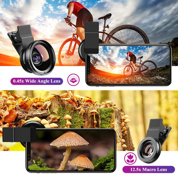 【Dealsforyoudays】Apexel 2-In-1 Phone Macro Lens for Vlogging: 140° Ultra Wide & Macro Clip - Portable HD Kit for Iphone Android Content Creators! Vlogging Camera Smartphone Cellphone