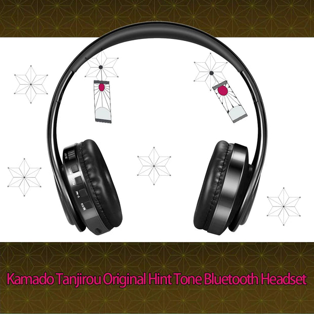 HOT Japan Anime Headphone Demon Slayer Kimetsu Kamado Tanjirou Bluetooth Headset V5.0 Cosplay 2D Fold Stereo Wireless Earphone