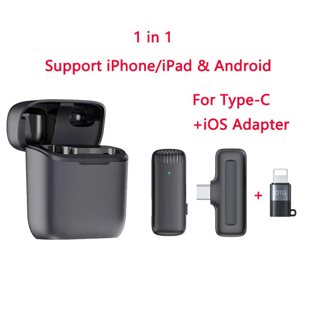 Wireless Lavalier Microphone Charging Case Mic Portable Audio Video Recording for Iphone Android Camera Notebook Live Gaming Mic